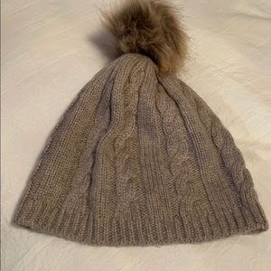 Fur ball knit hat
